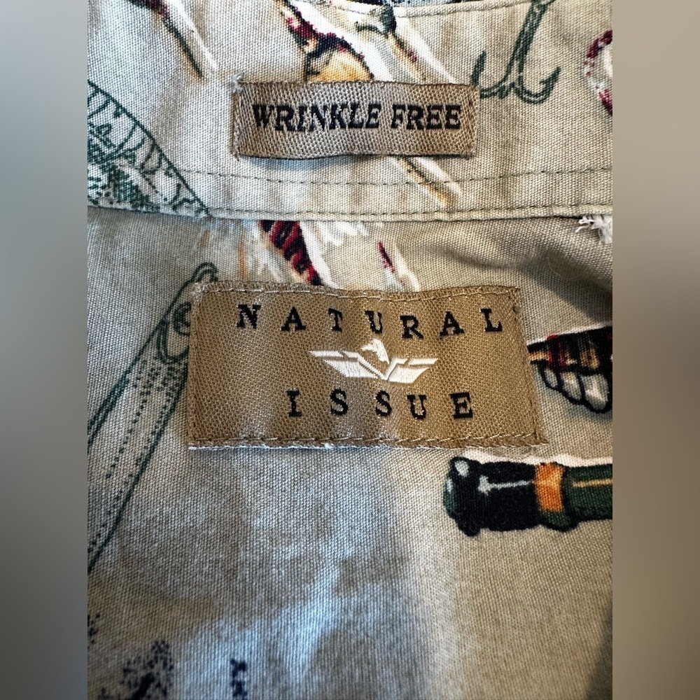 VTG 90s Natural Issue Men's Button Up Fishing Shirt XL All Over Print. - Picture 6 of 12